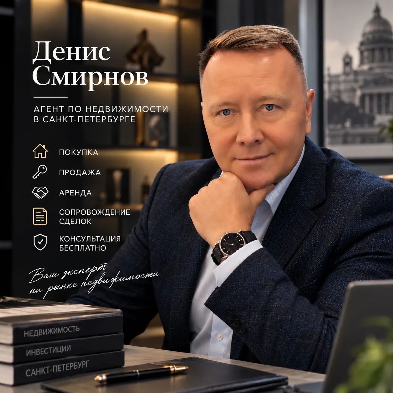 Денис Смирнов — агент по недвижимости в Санкт-Петербурге. Покупка, продажа, аренда и сопровождение сделок.